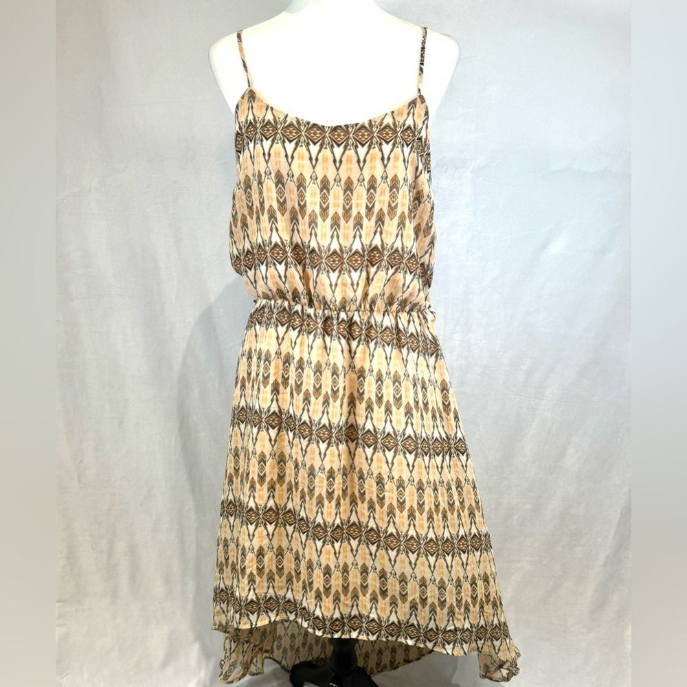 Earthy tribal print high low sundress size large